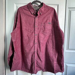 Eddie Bauer Mens 2XL Red Classic Fit Textured Long Sleeve Button Up Cotton Shirt